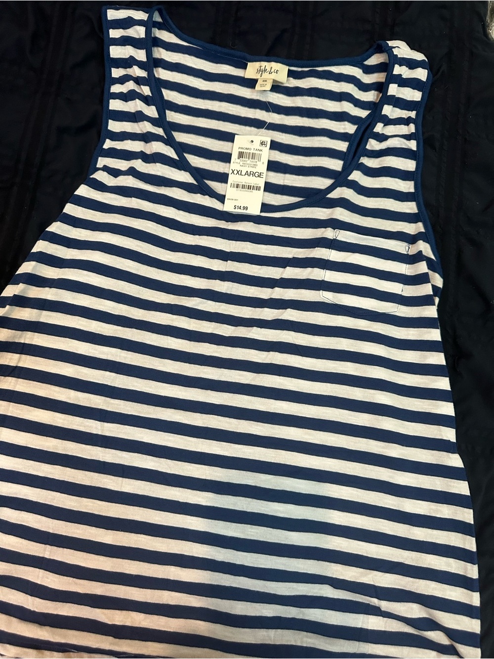 Style & Co. Navy and White Striped Tank Top